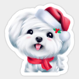 Cute Maltese Dog Drawing Sticker